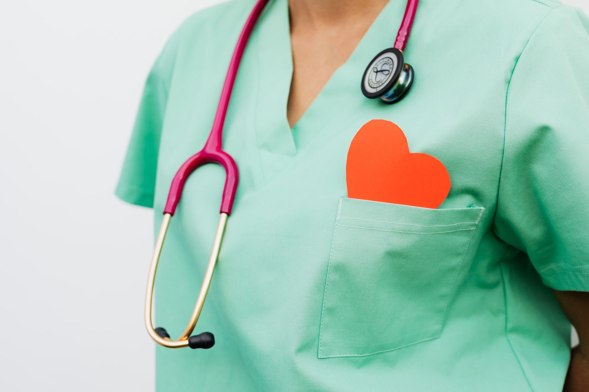 A healthcare professional with a stethoscope and red heart symbol emphasizes cardiology care. — Stuart Piltch Healthcare Init